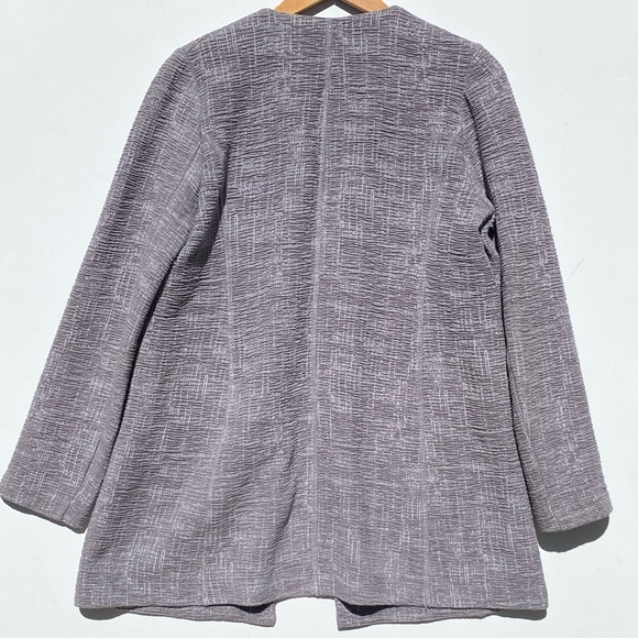 EILEEN FISHER Women’s Gray Textured Knit Open Front Duster Jacket with Pockets M - Picture 5 of 6